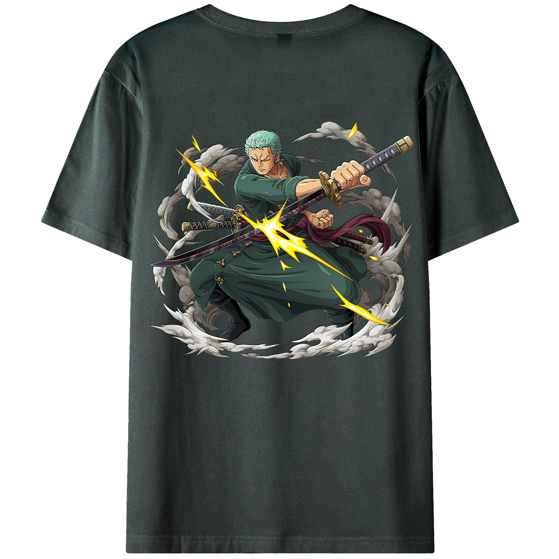 ワンピース ロロノア・ゾロ ONE PIECE Roronoa Zoro 綿100％ メンズ半袖Tシャツ（バックプリント） 通気性